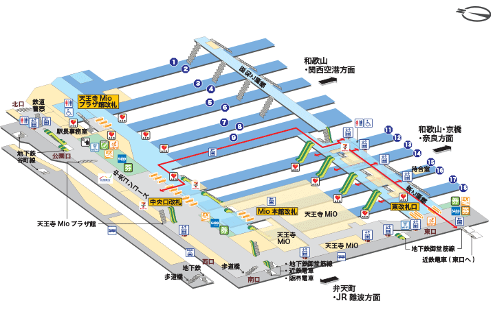 ＪＲ環状線（大阪環状線）ＪＲ天王寺駅構内図